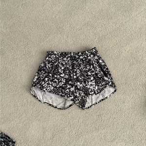 lululemon athletica Black and White Floral Athletic Shorts
